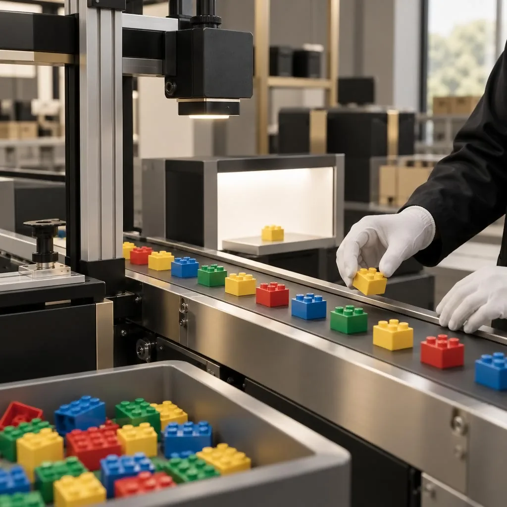 Toys arranged on a QC inspection line